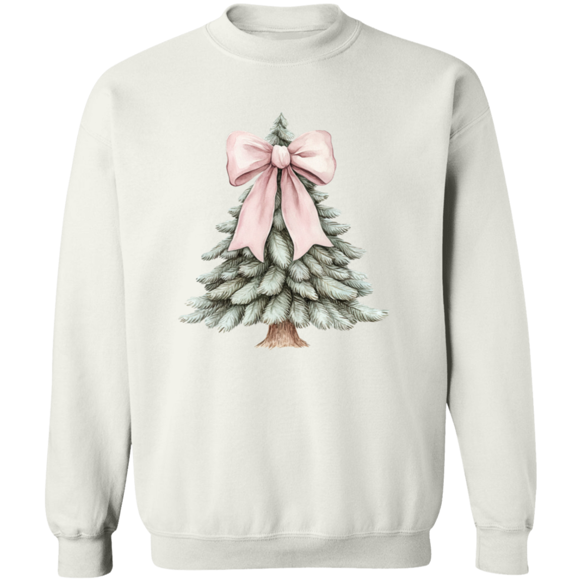 Cute Pink Croquette Bow Christmas Tree Sweatshirt