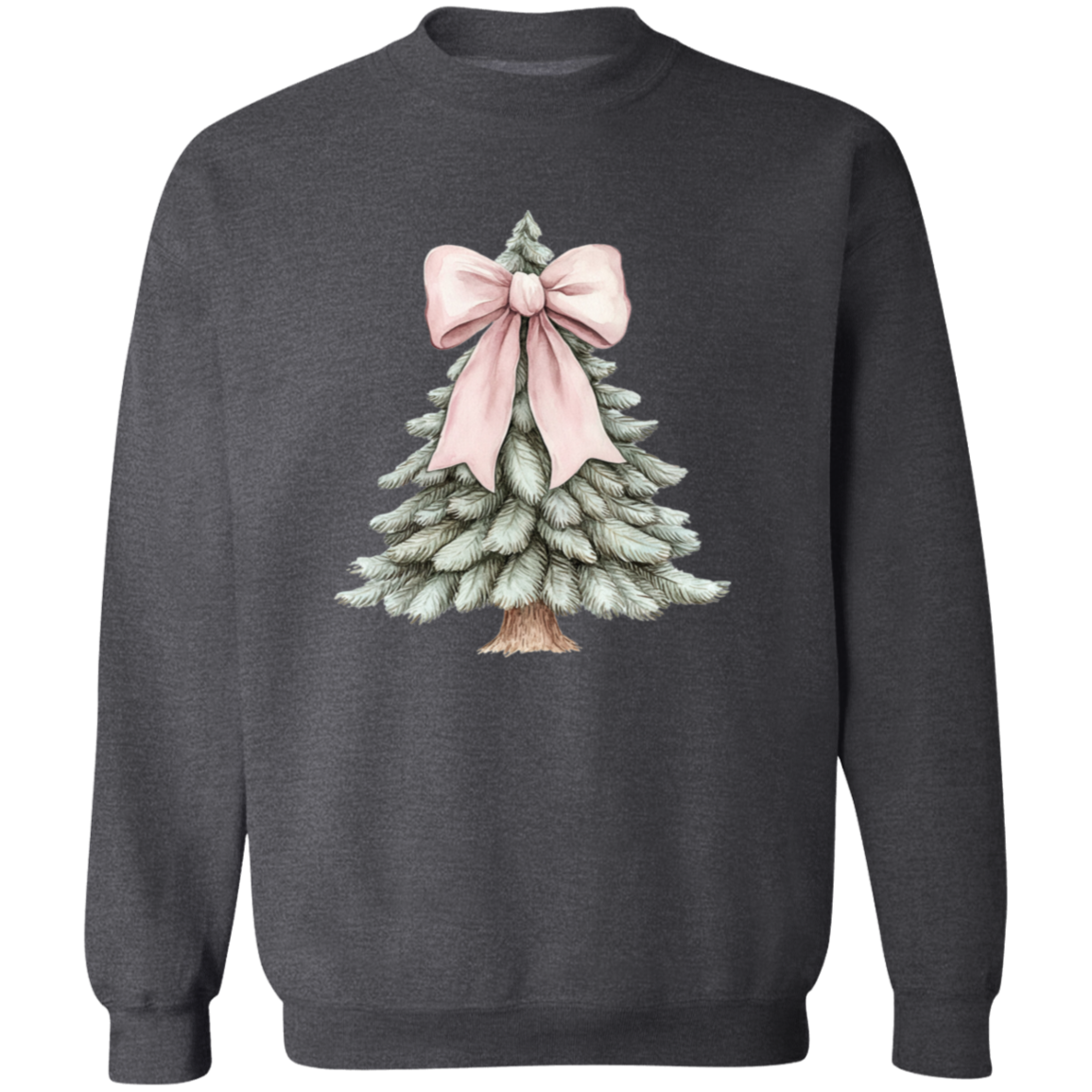 Cute Pink Croquette Bow Christmas Tree Sweatshirt