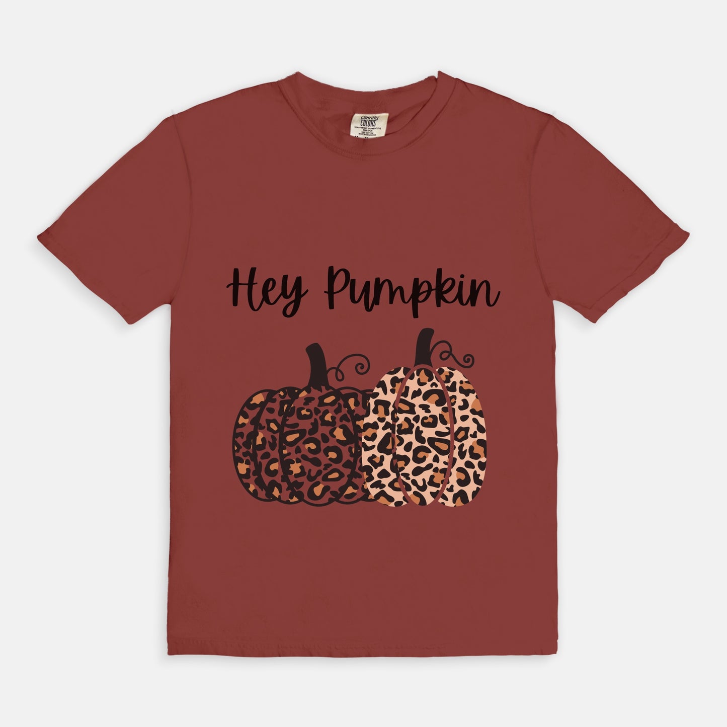 Hey Pumpkin, Elegant Leopard Print Pumpkin Ladies Soft Relaxed Comfort Colors Tshirt Fall October