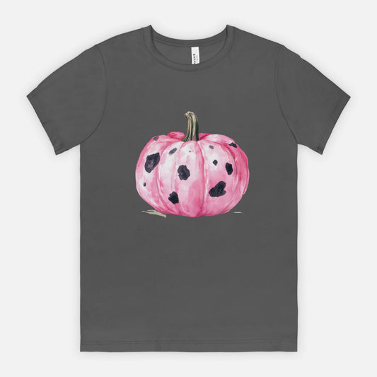 Ladies Soft Bella Canvas Cow Print Pumkin Fall Tshirt/ Multiple Color Choices