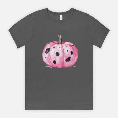 Ladies Soft Bella Canvas Cow Print Pumkin Fall Tshirt/ Multiple Color Choices