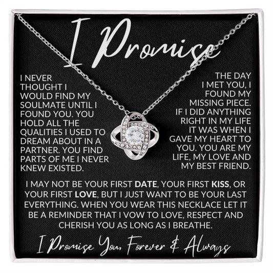 PROMISE NECKLACE/ I WILL CHERISH YOU AS LONG AS I BREATHE/ LOVE KNOT NECKLACE