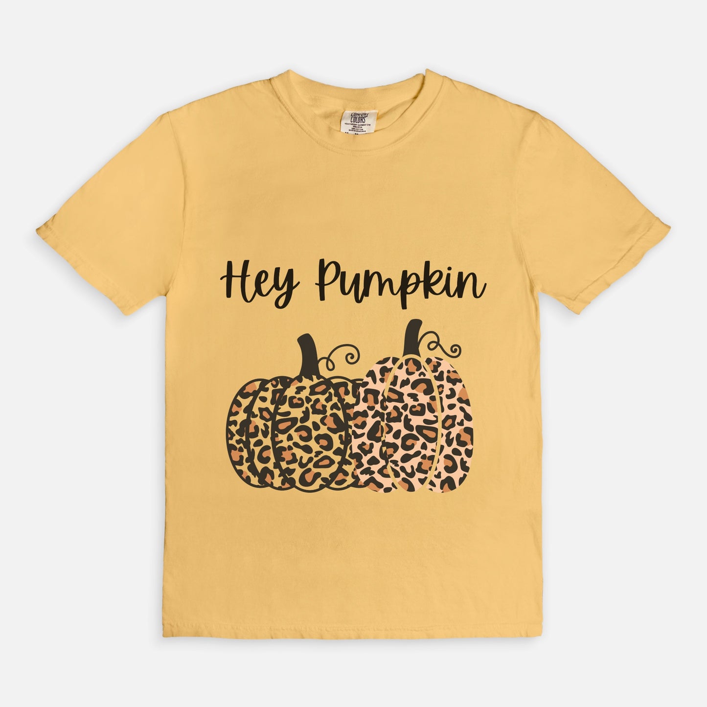 Hey Pumpkin, Elegant Leopard Print Pumpkin Ladies Soft Relaxed Comfort Colors Tshirt Fall October