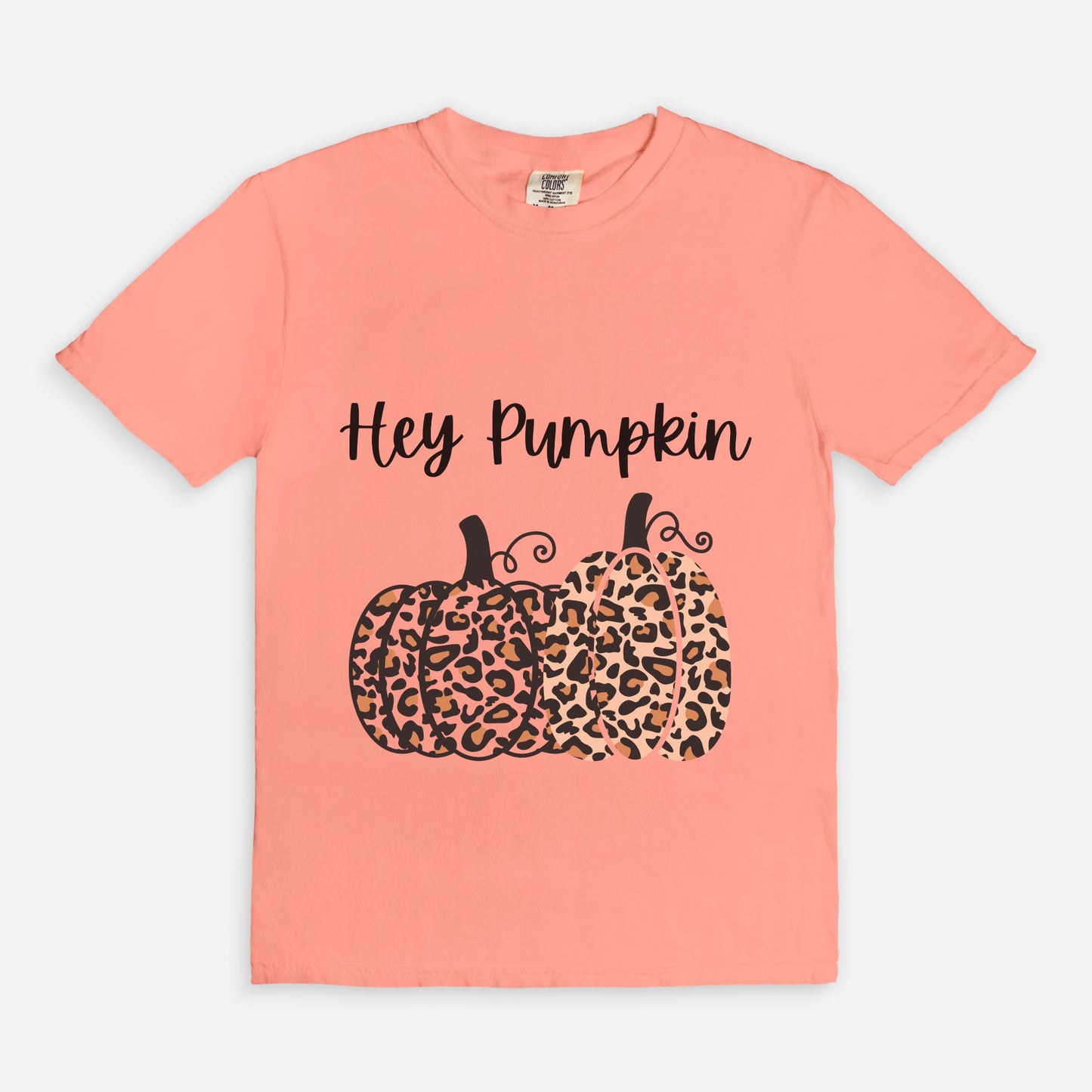 Hey Pumpkin, Elegant Leopard Print Pumpkin Ladies Soft Relaxed Comfort Colors Tshirt Fall October