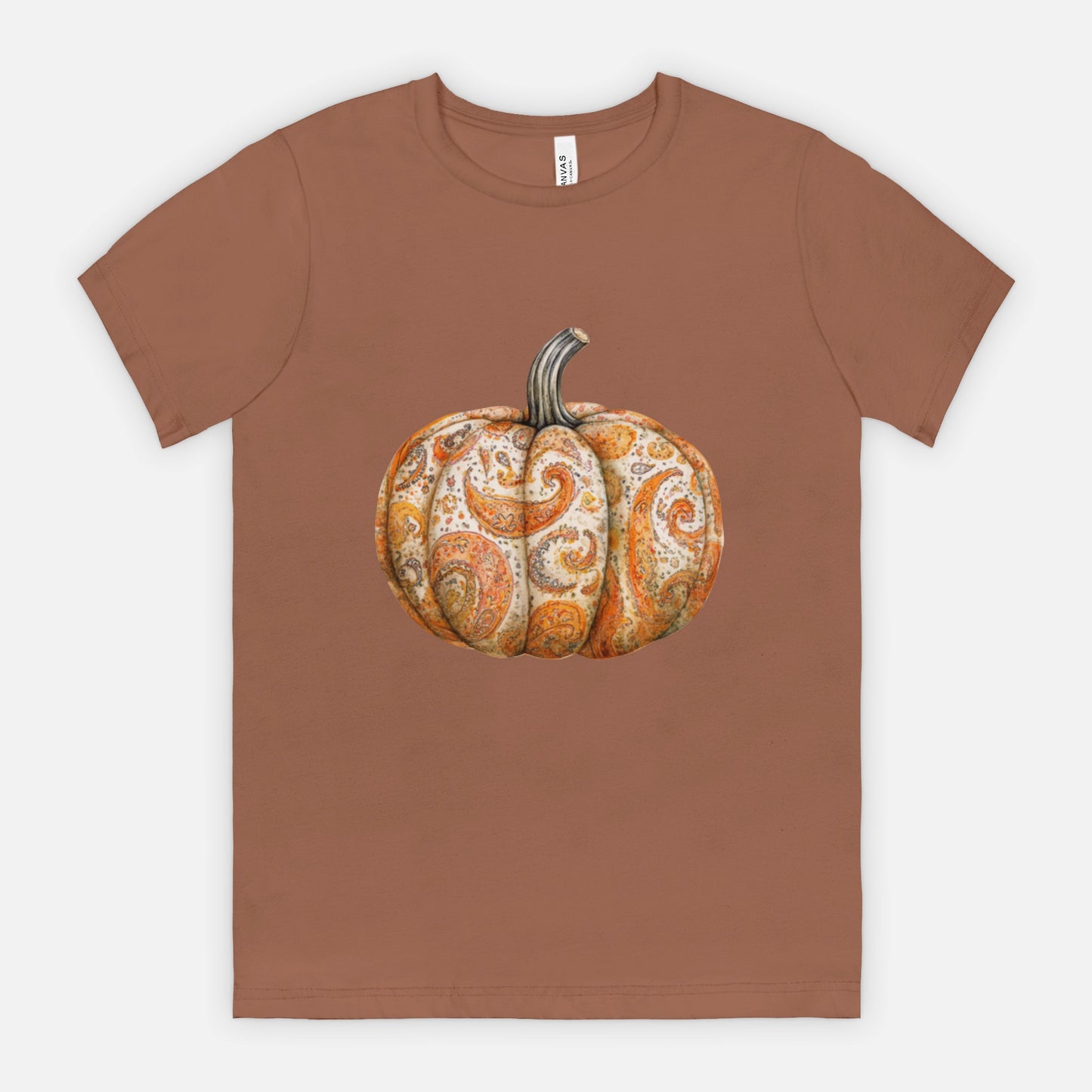 Ladies Elegant Paisley Pumpkin Tshirt Fall Colors Bella Canvas Tees