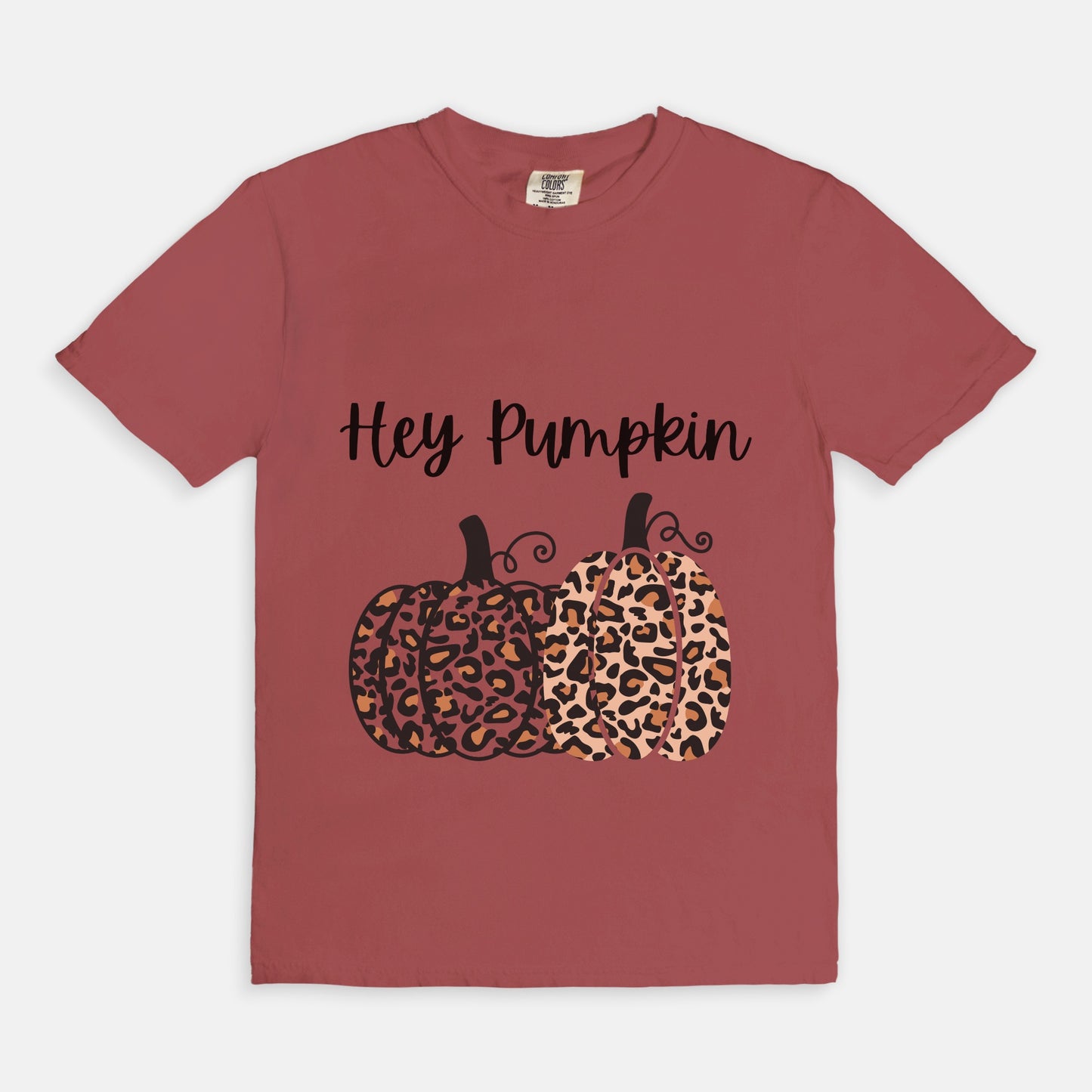 Hey Pumpkin, Elegant Leopard Print Pumpkin Ladies Soft Relaxed Comfort Colors Tshirt Fall October