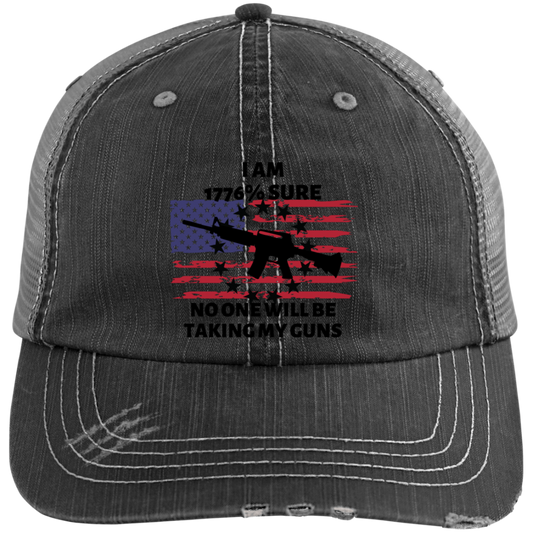 1776 NO ONE WILL TAKE MY GUNS/DISTRESSED TRUCKER CAP