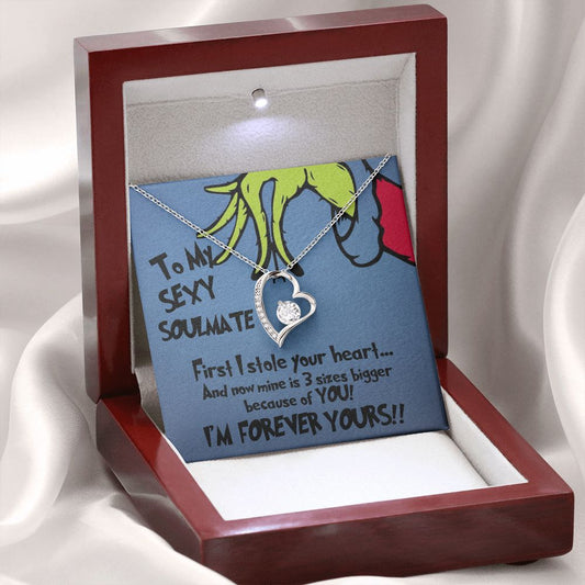 TO MY SEXY SOULMATE/ THE GRINCH/ FOREVER LOVE HEART NECKLACE