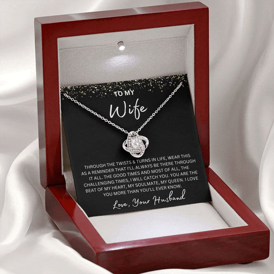 TO MY WIFE/ BEAT OF MY HEART/ LOVE KNOT NECKLACE