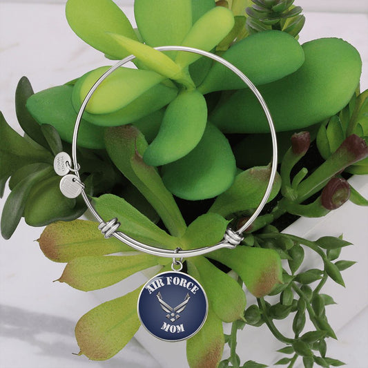 AIR FORCE MOM/ Engraved bangle bracelet